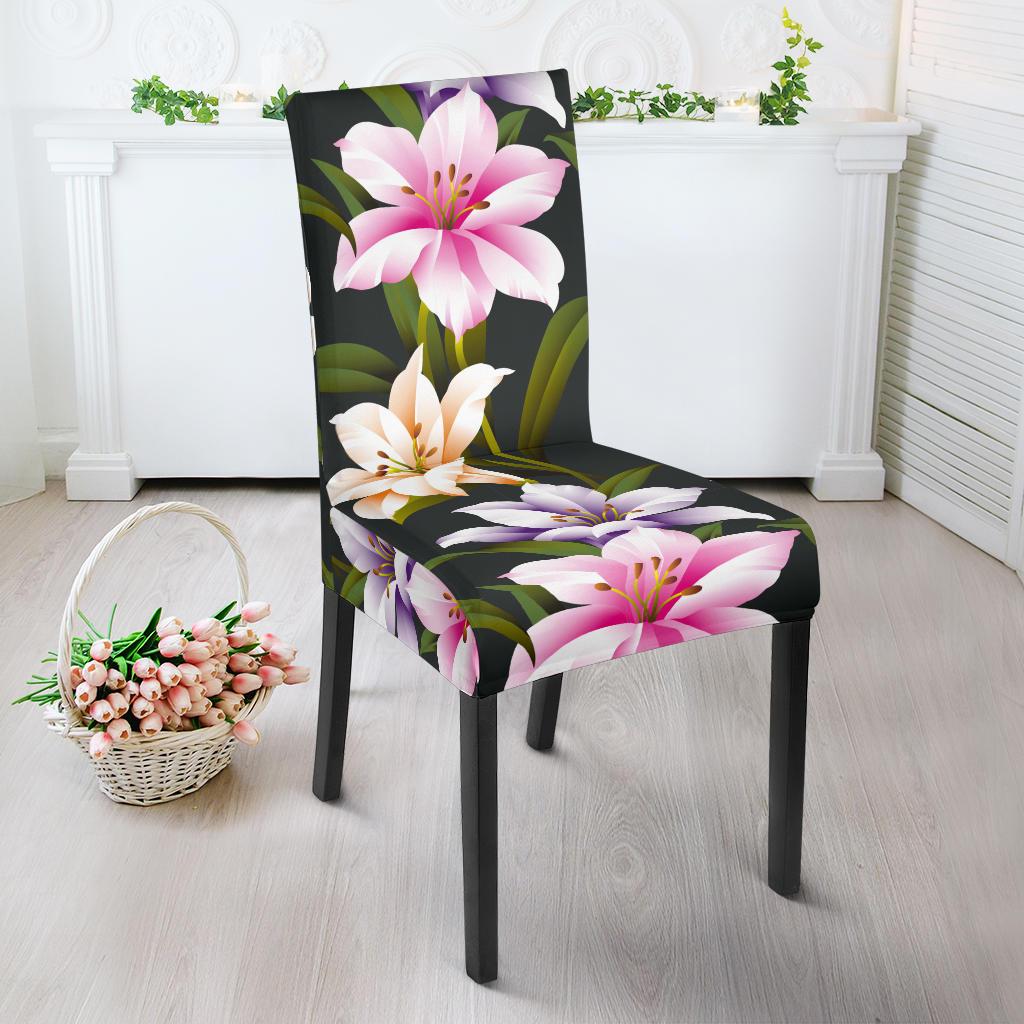 Lily Pattern Print Design LY01 Dining Chair Slipcover-JORJUNE.COM