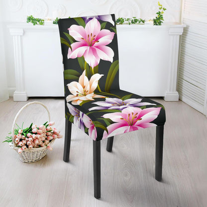 Lily Pattern Print Design LY01 Dining Chair Slipcover-JORJUNE.COM