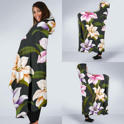 Lily Pattern Print Design LY01 Hooded Blanket-JORJUNE.COM