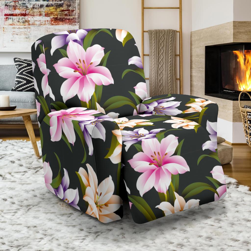 Lily Pattern Print Design LY01 Recliner Slipcover-JORJUNE.COM