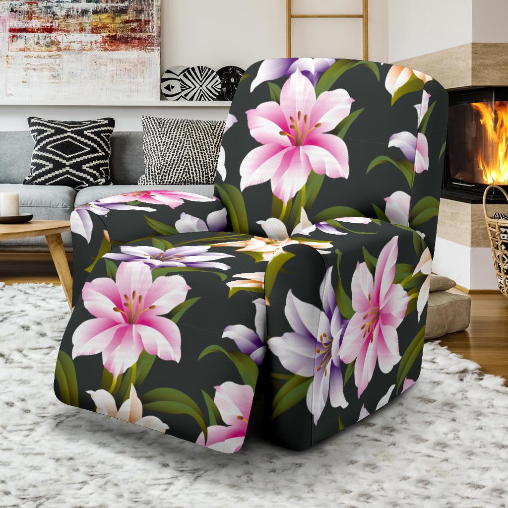Lily Pattern Print Design LY01 Recliner Slipcover-JORJUNE.COM