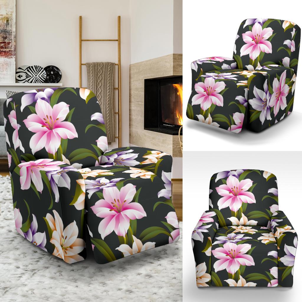 Lily Pattern Print Design LY01 Recliner Slipcover-JORJUNE.COM