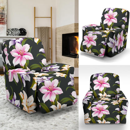 Lily Pattern Print Design LY01 Recliner Slipcover-JORJUNE.COM
