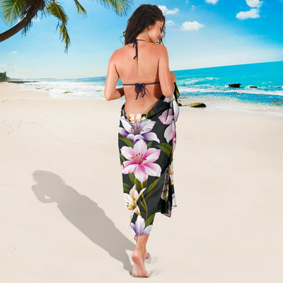 Lily Pattern Print Design LY01 Sarong Pareo Wrap-JORJUNE.COM