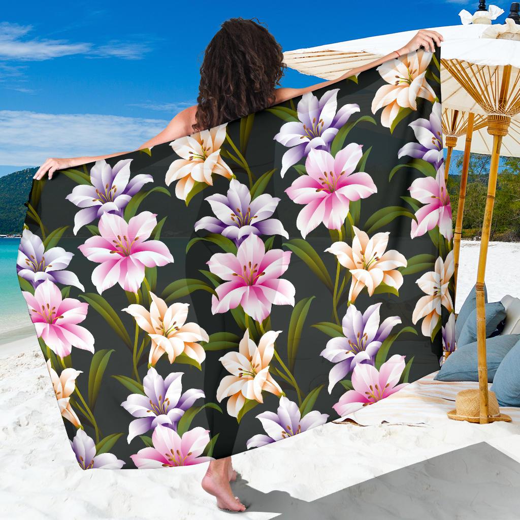 Lily Pattern Print Design LY01 Sarong Pareo Wrap-JORJUNE.COM