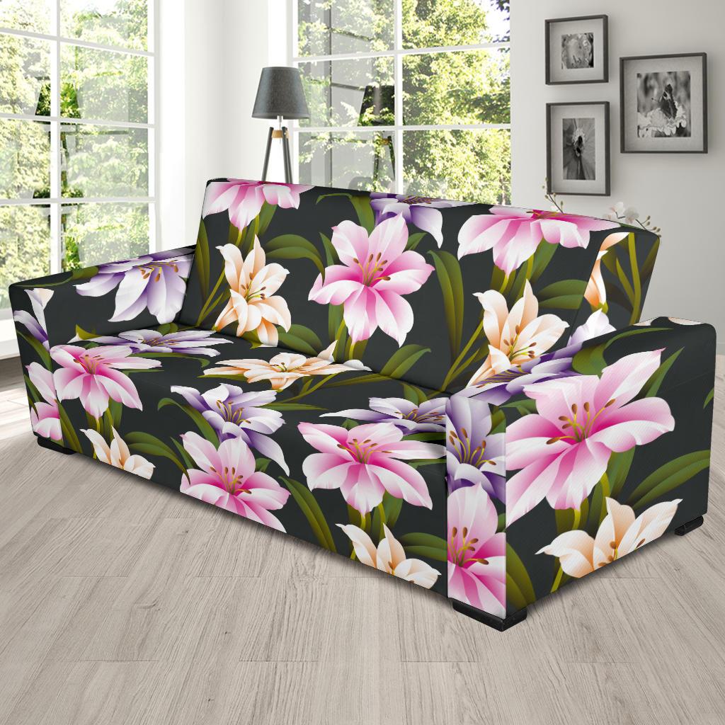 Lily Pattern Print Design LY01 Sofa Slipcover-JORJUNE.COM