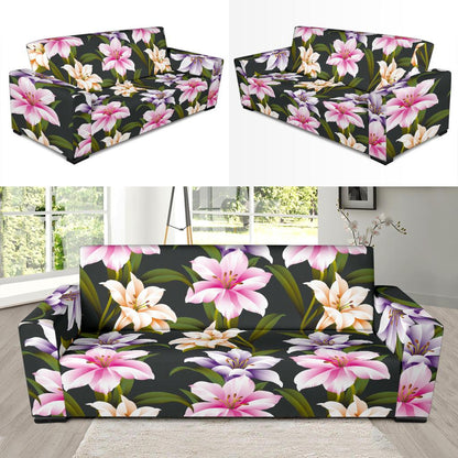 Lily Pattern Print Design LY01 Sofa Slipcover-JORJUNE.COM
