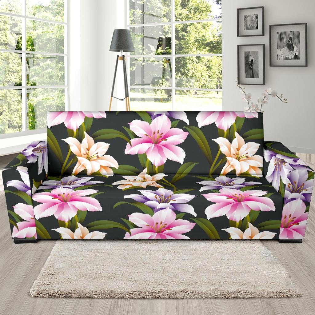 Lily Pattern Print Design LY01 Sofa Slipcover-JORJUNE.COM
