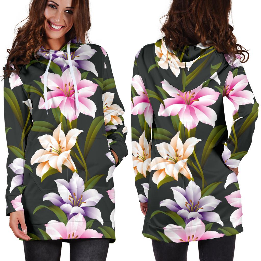 Lily Pattern Print Design LY01 Women Hoodie Dress