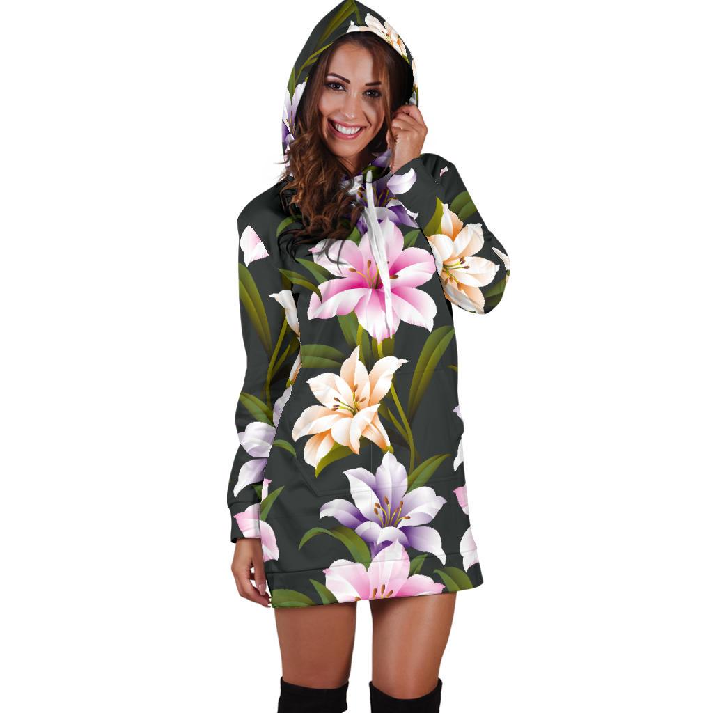 Lily Pattern Print Design LY01 Women Hoodie Dress