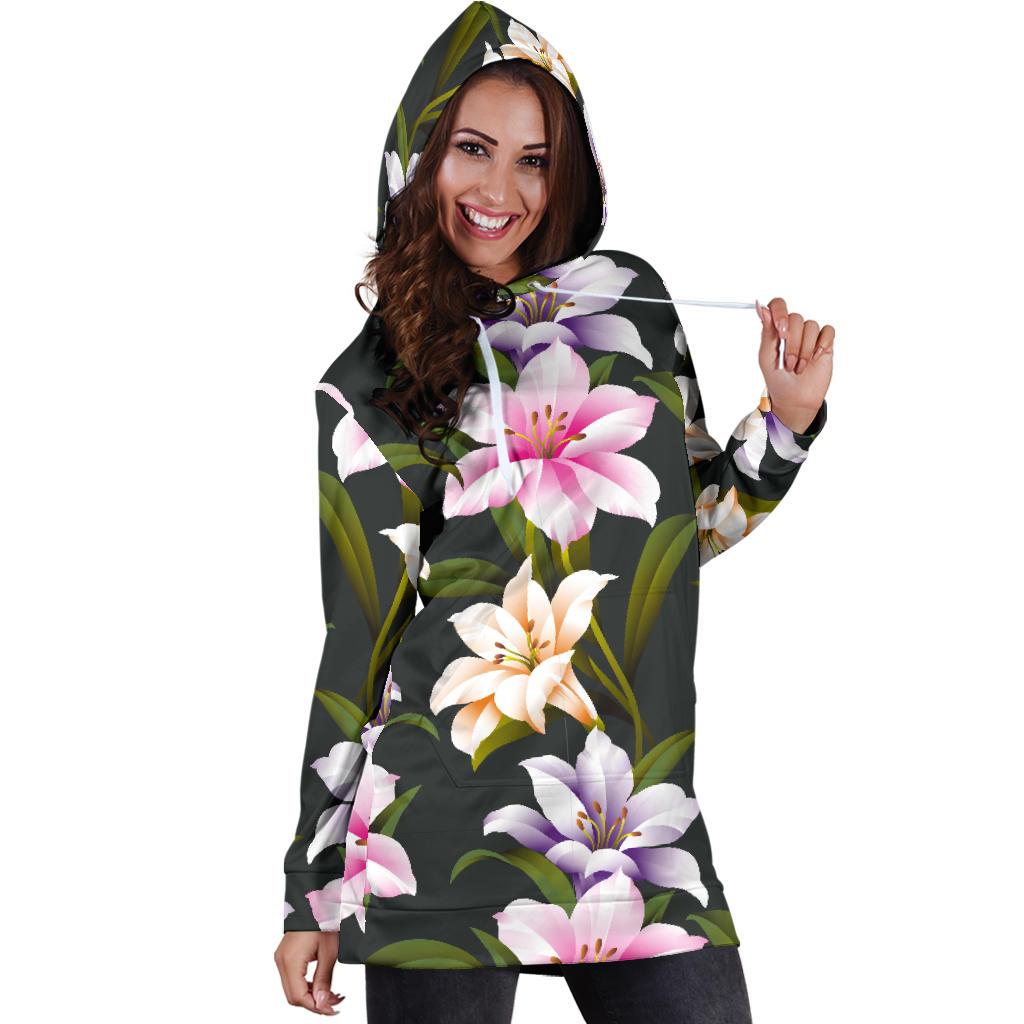Lily Pattern Print Design LY01 Women Hoodie Dress