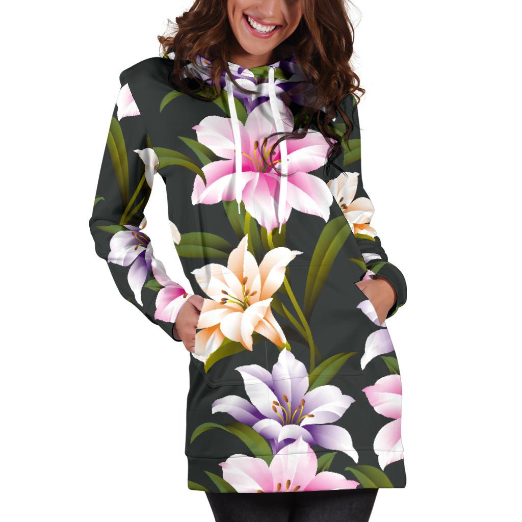 Lily Pattern Print Design LY01 Women Hoodie Dress