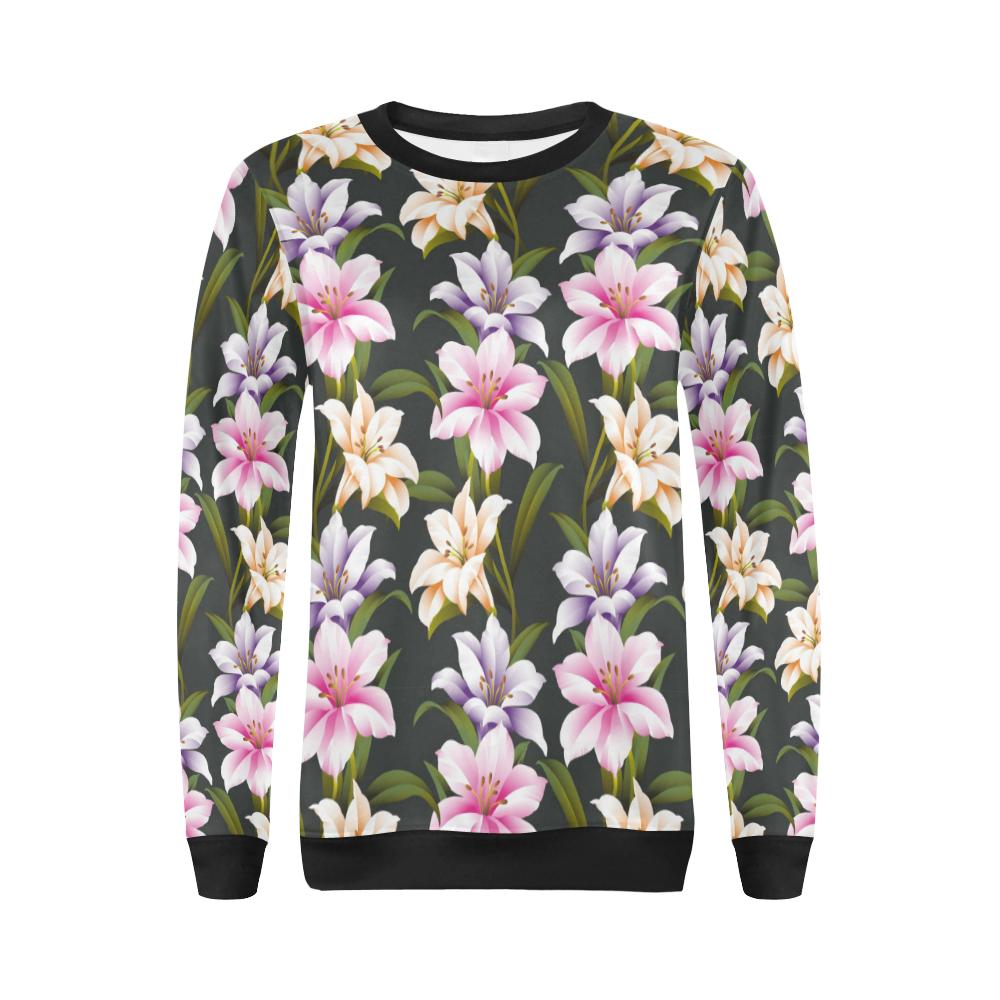 Lily Pattern Print Design LY01 Women Long Sleeve Sweatshirt-JorJune