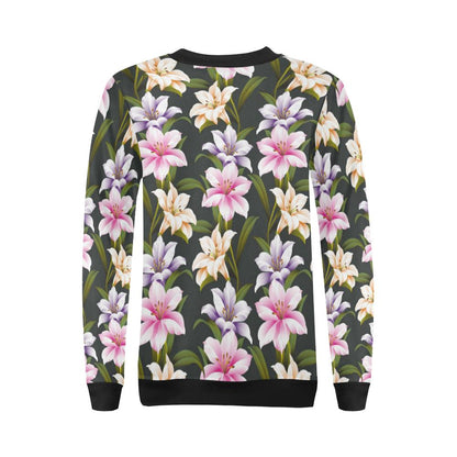 Lily Pattern Print Design LY01 Women Long Sleeve Sweatshirt-JorJune