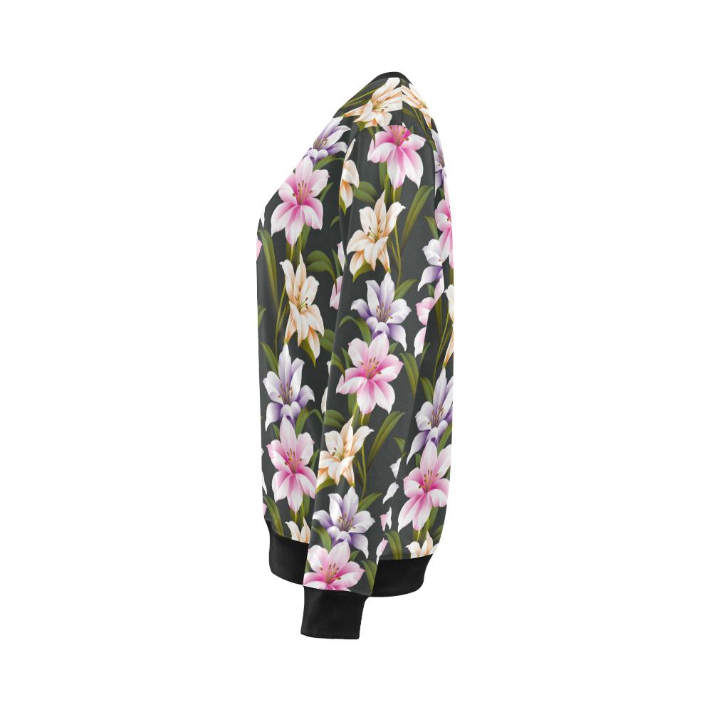 Lily Pattern Print Design LY01 Women Long Sleeve Sweatshirt-JorJune