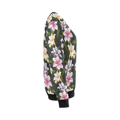 Lily Pattern Print Design LY01 Women Long Sleeve Sweatshirt-JorJune