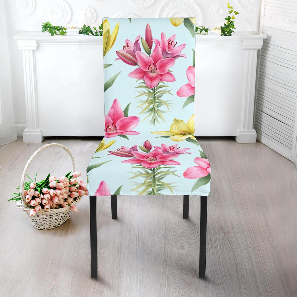 Lily Pattern Print Design LY010 Dining Chair Slipcover-JORJUNE.COM