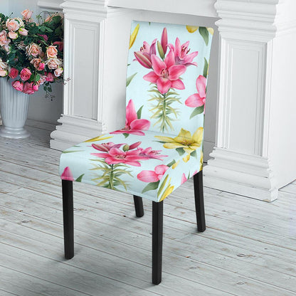 Lily Pattern Print Design LY010 Dining Chair Slipcover-JORJUNE.COM