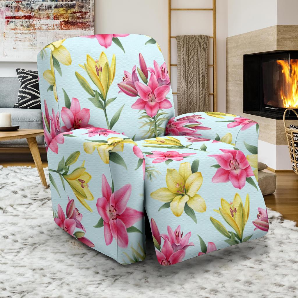 Lily Pattern Print Design LY010 Recliner Slipcover-JORJUNE.COM