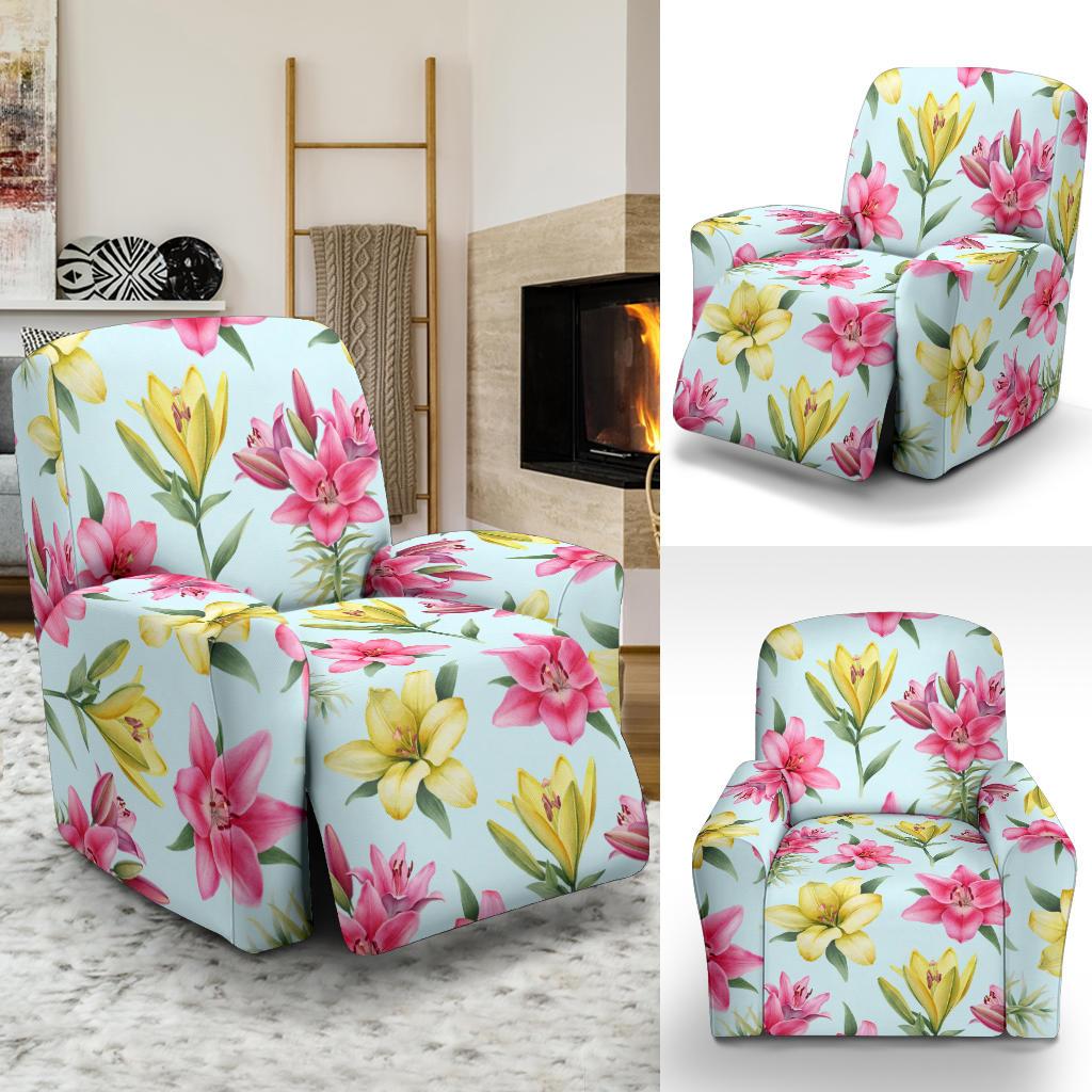 Lily Pattern Print Design LY010 Recliner Slipcover-JORJUNE.COM