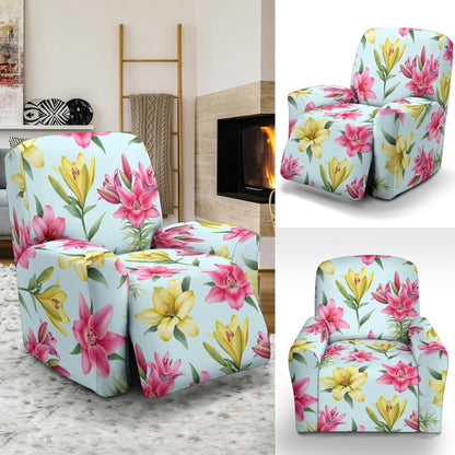Lily Pattern Print Design LY010 Recliner Slipcover-JORJUNE.COM