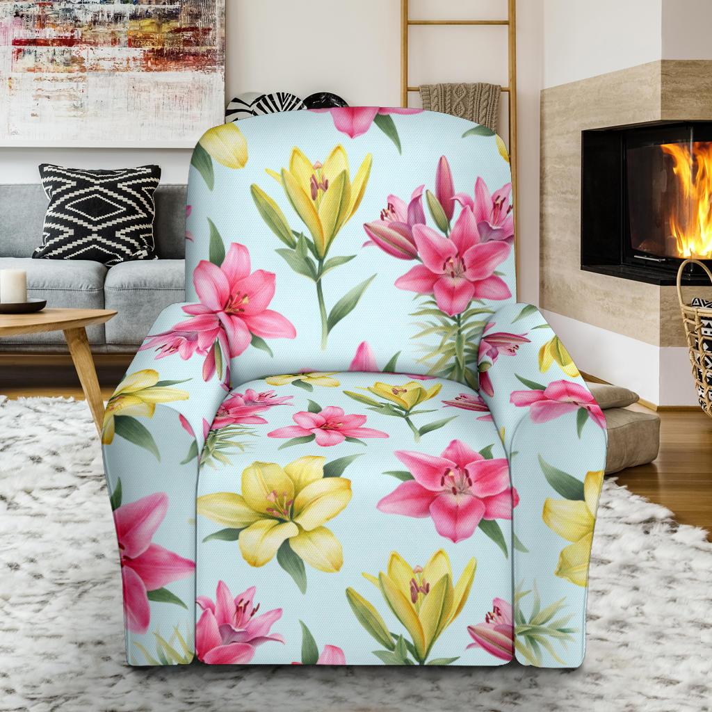 Lily Pattern Print Design LY010 Recliner Slipcover-JORJUNE.COM