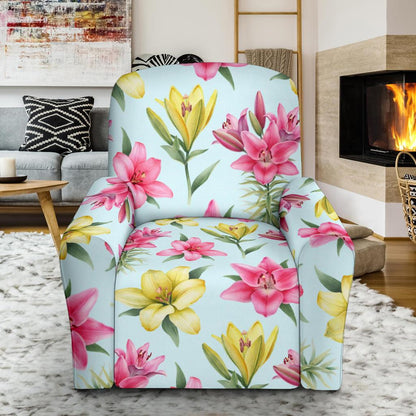 Lily Pattern Print Design LY010 Recliner Slipcover-JORJUNE.COM