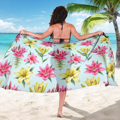 Lily Pattern Print Design LY010 Sarong Pareo Wrap-JORJUNE.COM