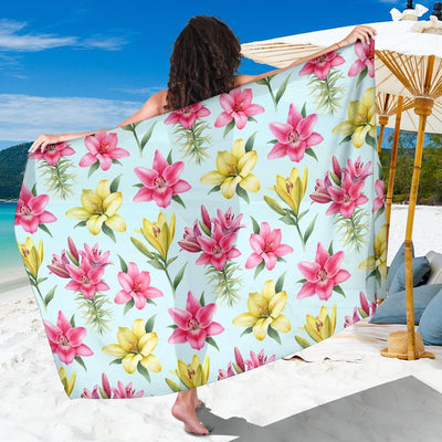 Lily Pattern Print Design LY010 Sarong Pareo Wrap-JORJUNE.COM