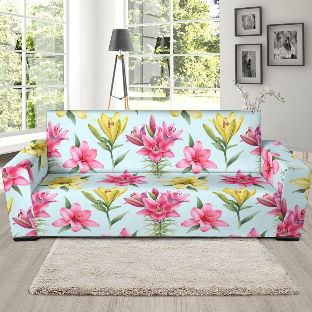 Lily Pattern Print Design LY010 Sofa Slipcover-JORJUNE.COM
