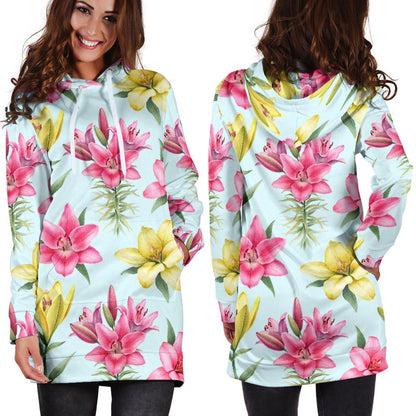 Lily Pattern Print Design LY010 Women Hoodie Dress