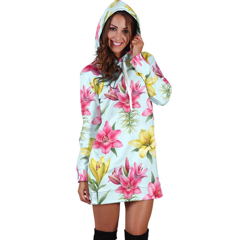 Lily Pattern Print Design LY010 Women Hoodie Dress