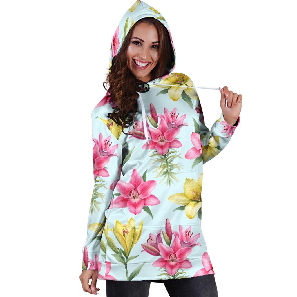 Lily Pattern Print Design LY010 Women Hoodie Dress