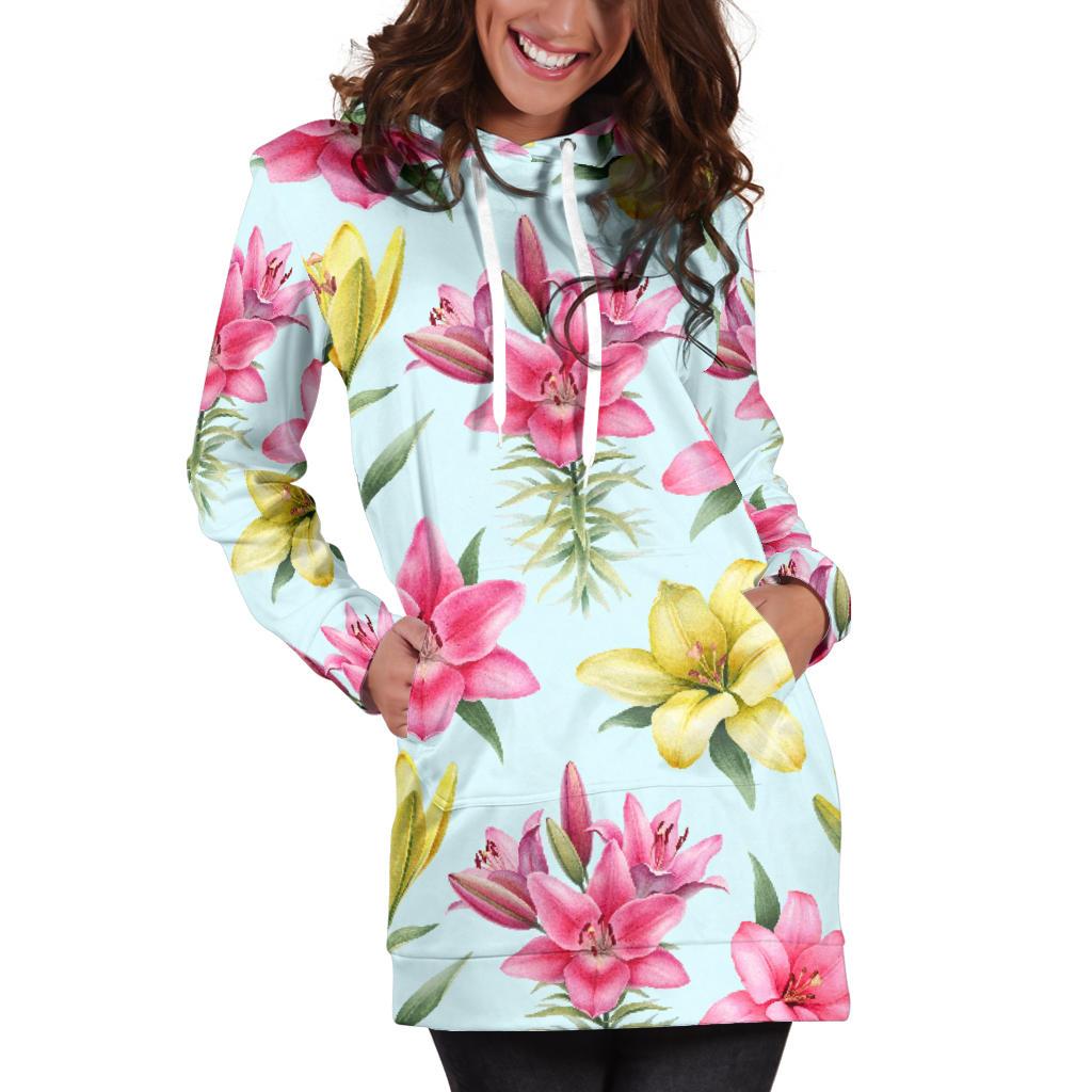 Lily Pattern Print Design LY010 Women Hoodie Dress
