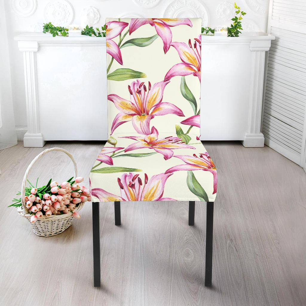 Lily Pattern Print Design LY011 Dining Chair Slipcover-JORJUNE.COM