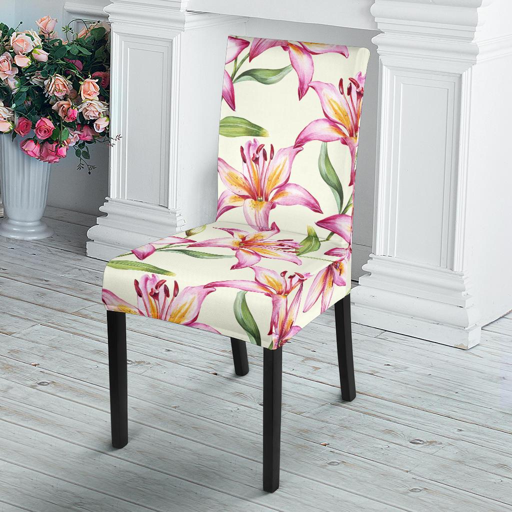 Lily Pattern Print Design LY011 Dining Chair Slipcover-JORJUNE.COM
