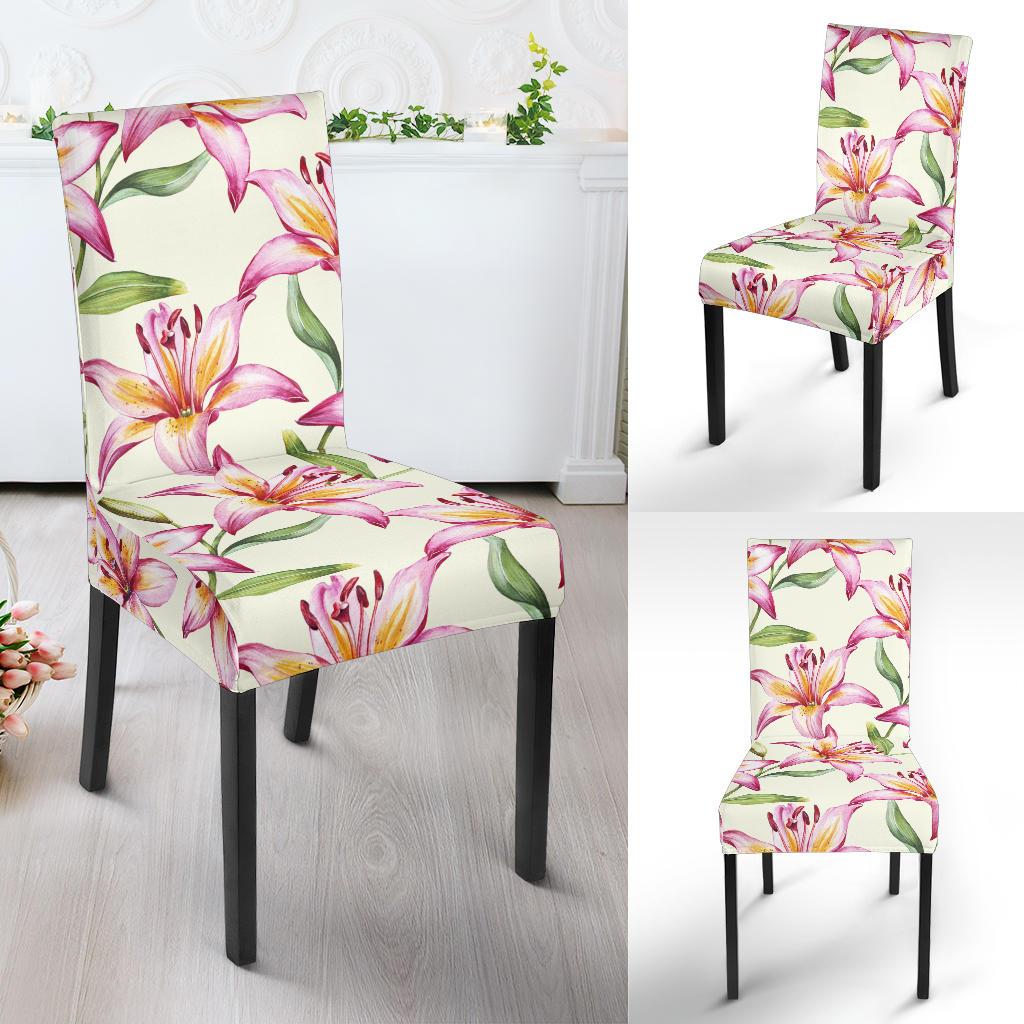 Lily Pattern Print Design LY011 Dining Chair Slipcover-JORJUNE.COM