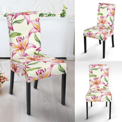 Lily Pattern Print Design LY011 Dining Chair Slipcover-JORJUNE.COM