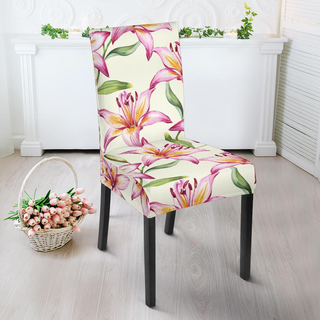 Lily Pattern Print Design LY011 Dining Chair Slipcover-JORJUNE.COM
