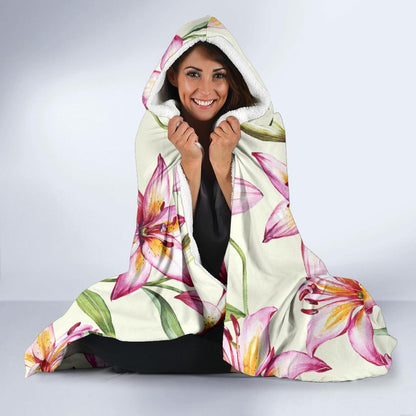 Lily Pattern Print Design LY011 Hooded Blanket-JORJUNE.COM