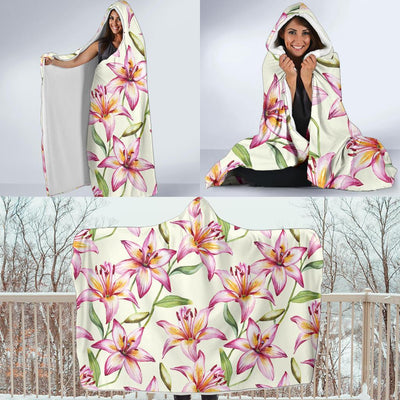 Lily Pattern Print Design LY011 Hooded Blanket-JORJUNE.COM