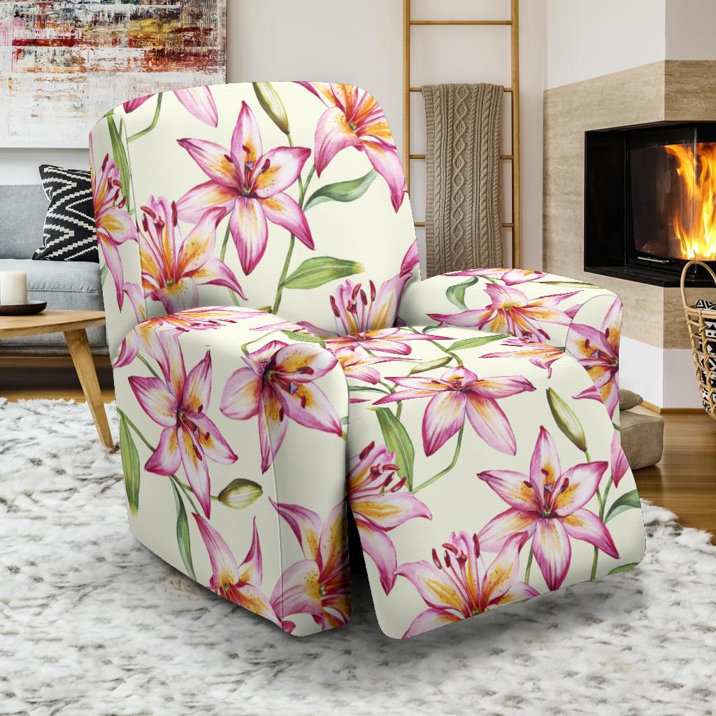 Lily Pattern Print Design LY011 Recliner Slipcover-JORJUNE.COM