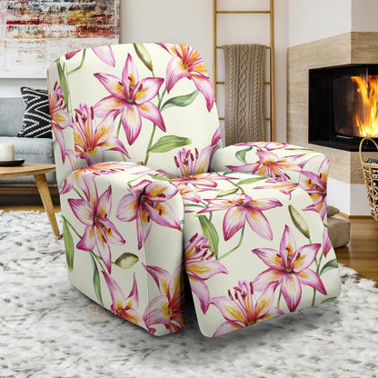 Lily Pattern Print Design LY011 Recliner Slipcover-JORJUNE.COM