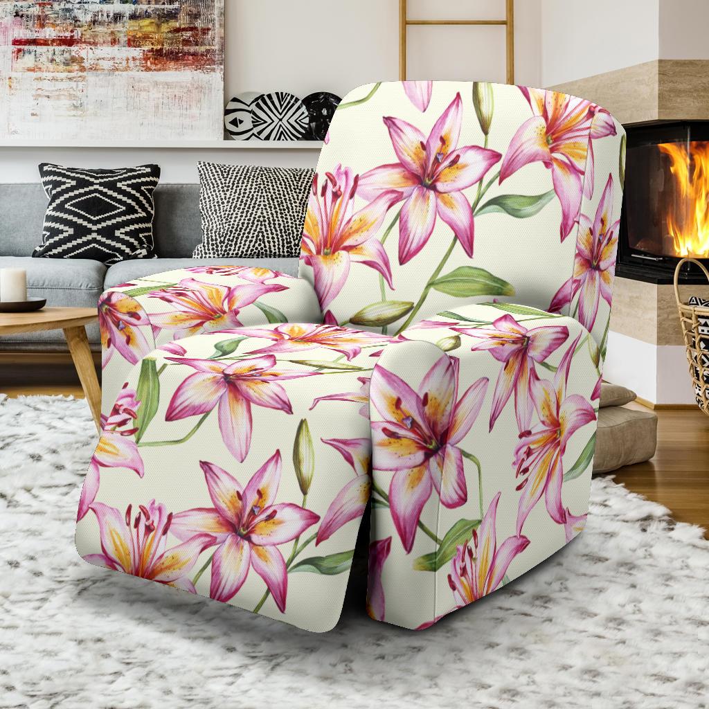 Lily Pattern Print Design LY011 Recliner Slipcover-JORJUNE.COM