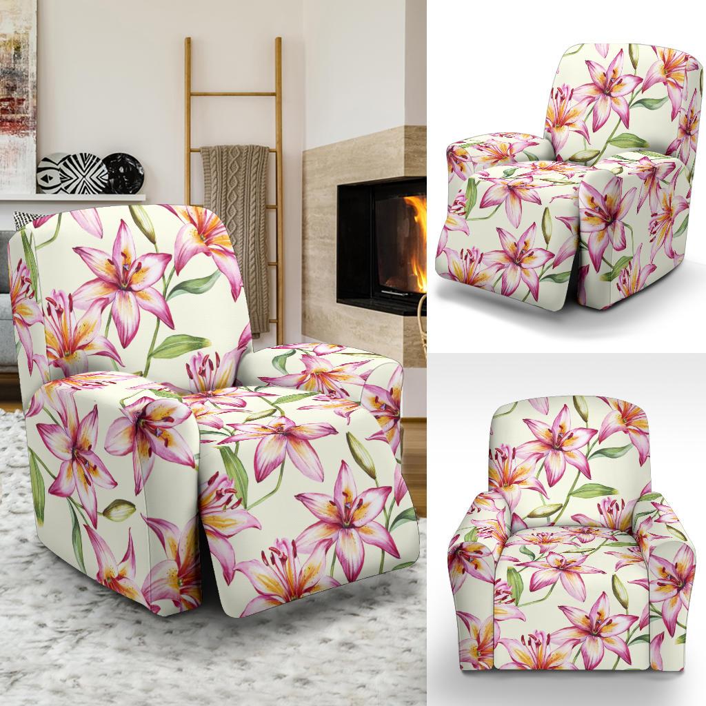 Lily Pattern Print Design LY011 Recliner Slipcover-JORJUNE.COM