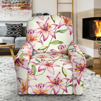 Lily Pattern Print Design LY011 Recliner Slipcover-JORJUNE.COM