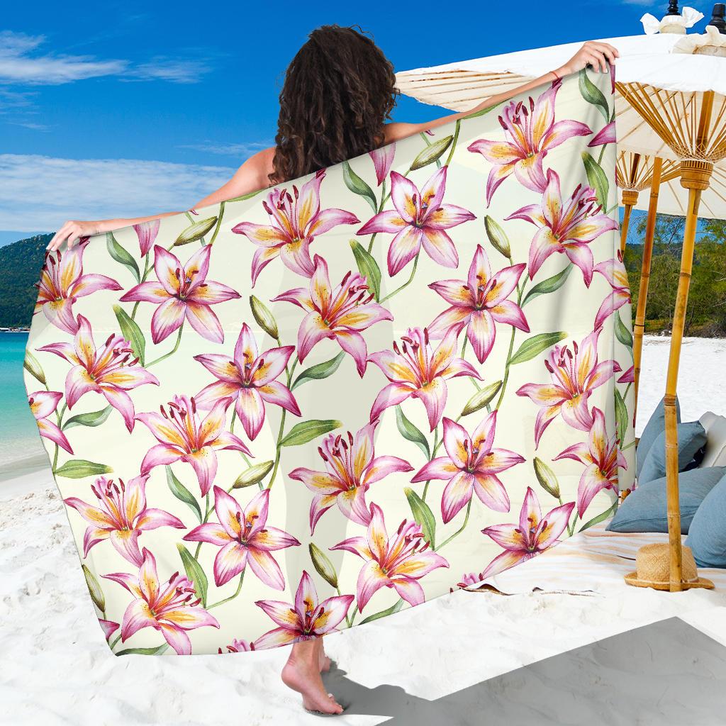 Lily Pattern Print Design LY011 Sarong Pareo Wrap-JORJUNE.COM