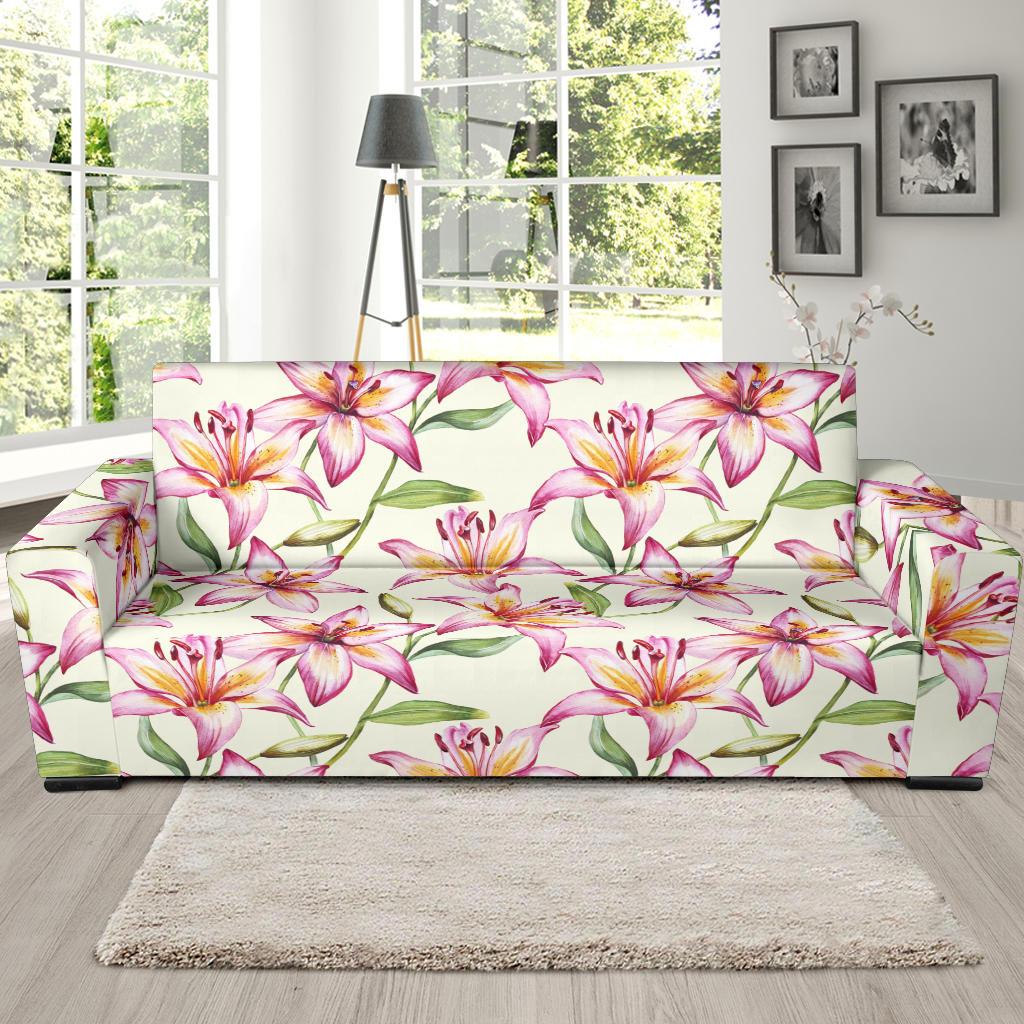 Lily Pattern Print Design LY011 Sofa Slipcover-JORJUNE.COM