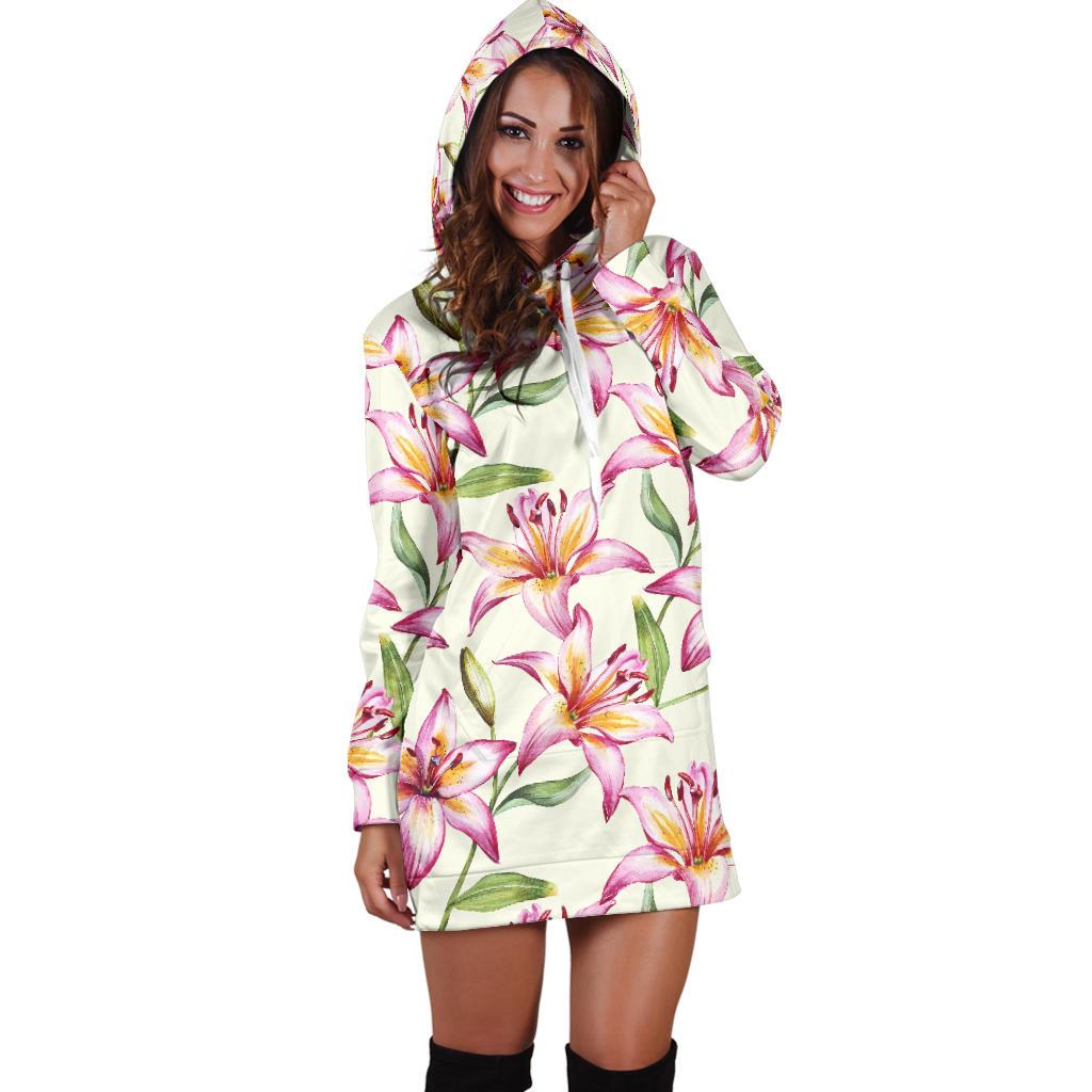 Lily Pattern Print Design LY011 Women Hoodie Dress