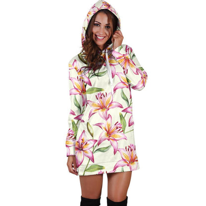 Lily Pattern Print Design LY011 Women Hoodie Dress
